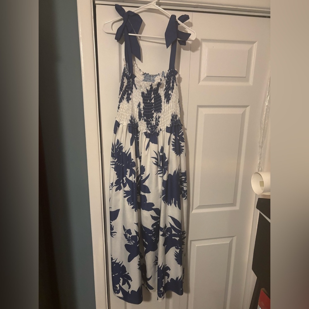 Sunday Navy and White Floral Maxi Dress